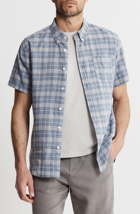 Plaid Cotton & Linen Short Sleeve Shirt
