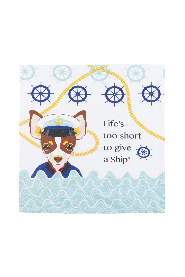 Nauti Dogs/Chihuahua Captain Dishtowel, Main, color, White