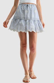 All in Favor Embroidered Pintuck Cotton Skirt