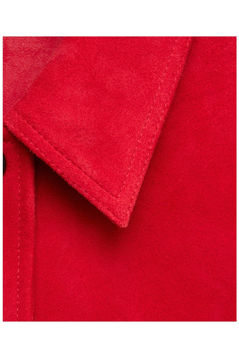 Oversized Suede Leather Shirt, Alternate, color, RED