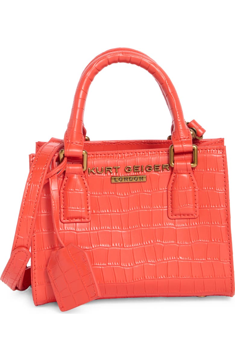 Kurt Geiger London Mini Highgate Croc Embossed Tote, Main, color, Orange