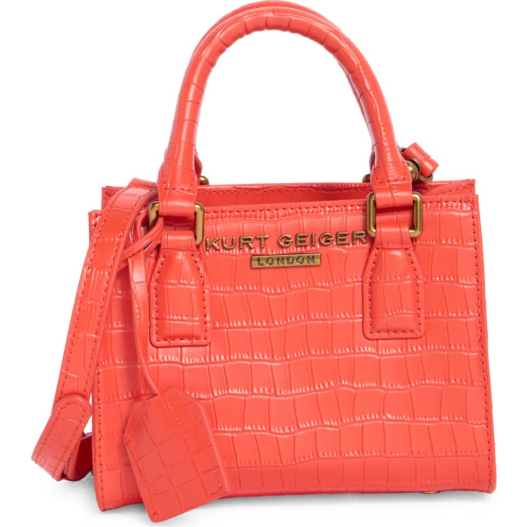 Kurt Geiger London Mini Highgate Croc Embossed Tote In Orange