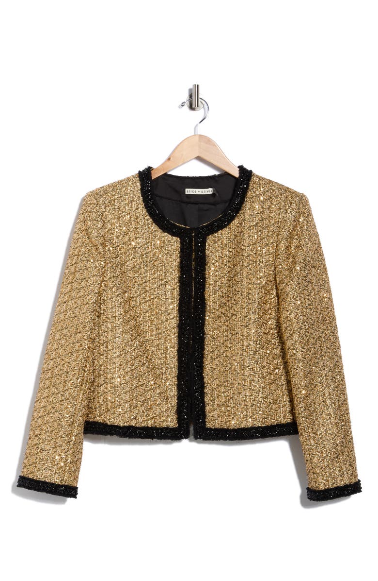 Alice + Olivia Landon Cropped Boxy Jacket, Alternate, color, Gold