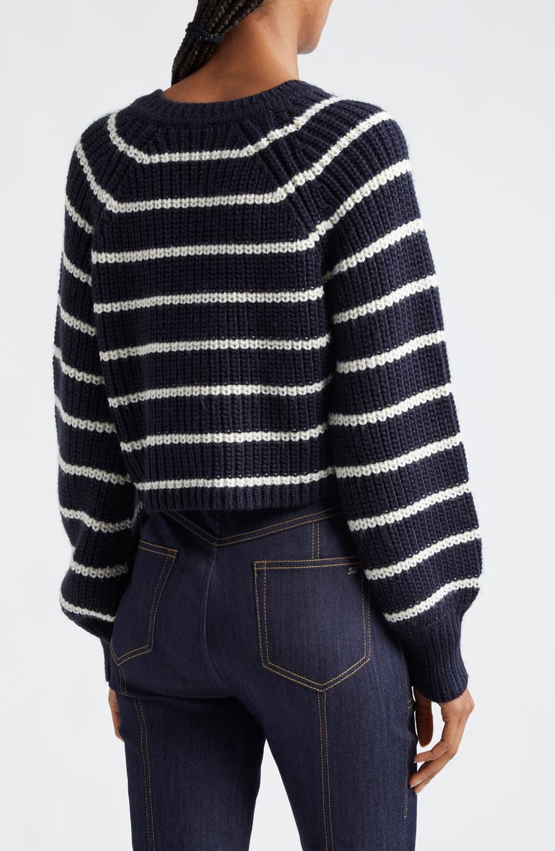 Cinq à Sept Keren Stripe Sweater, Alternate, color, Navy/ Ivory
