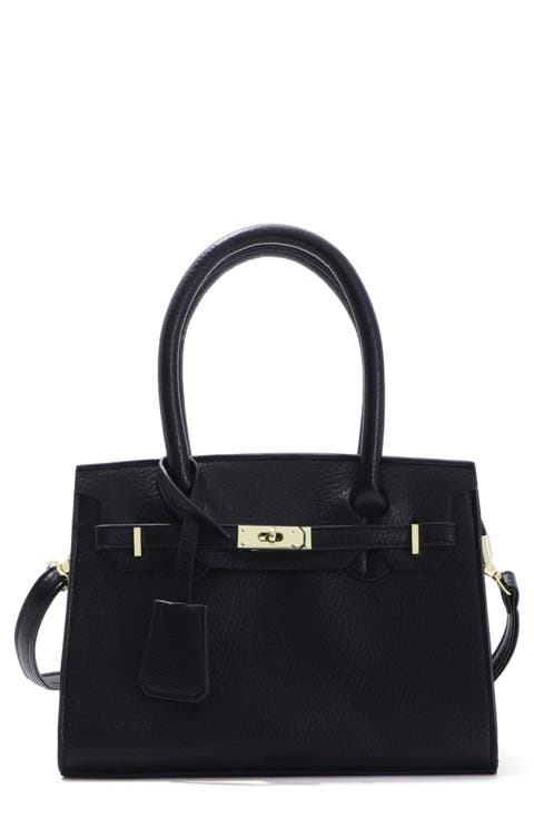 Faux Leather Top Handle Bag