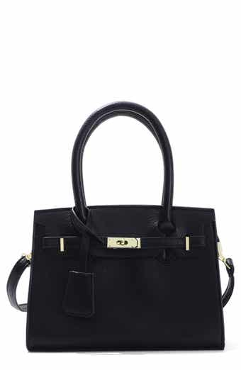 Faux Leather Top Handle Bag