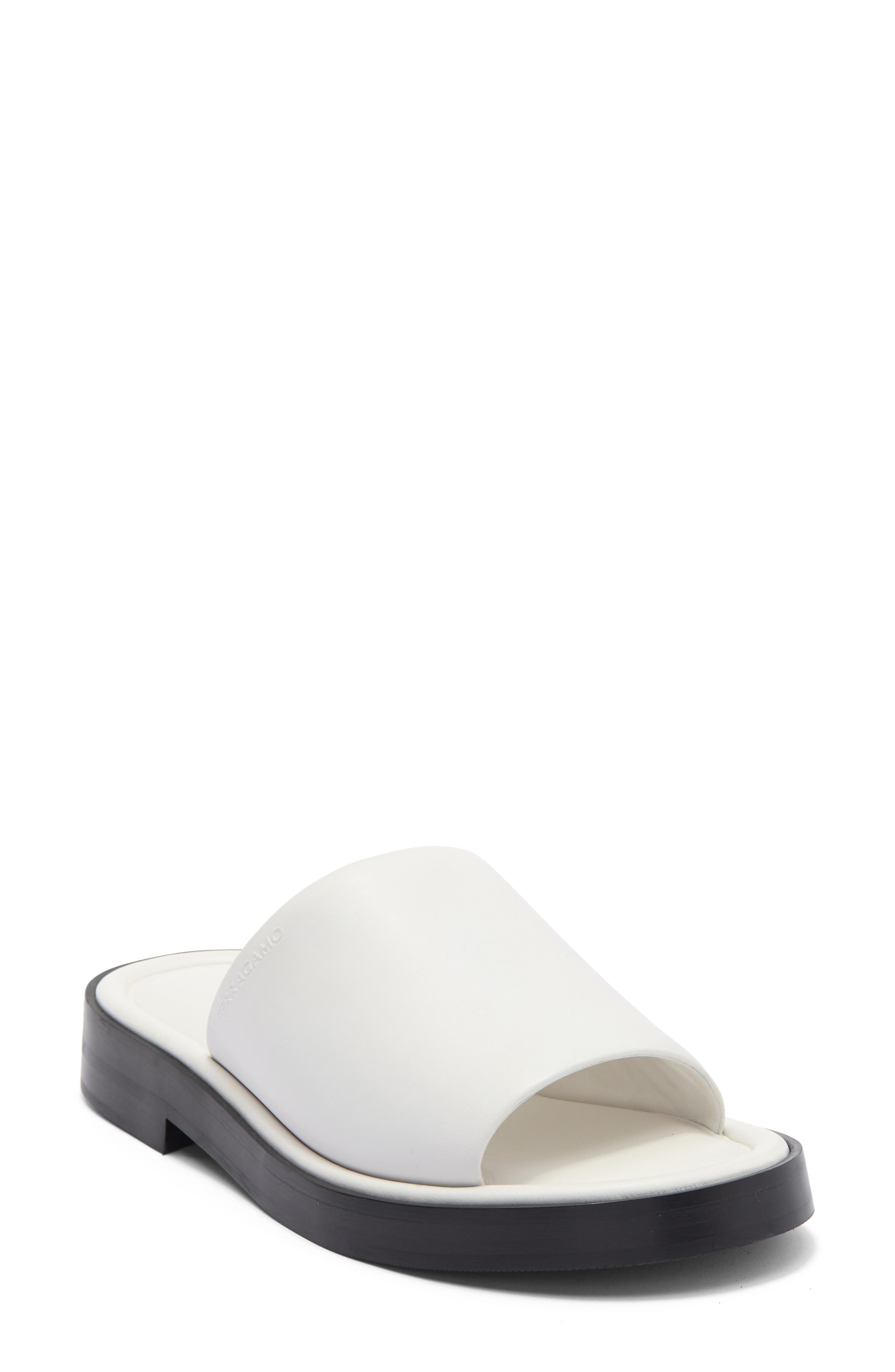 FERRAGAMO Leather Slide Sandal, Main, color, 