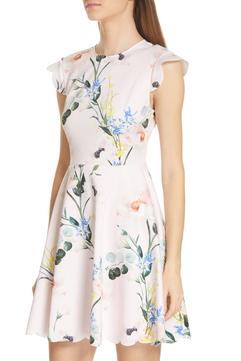 Karsali Elegance Scallop Skater Dress, Alternate, color, NUDE PINK