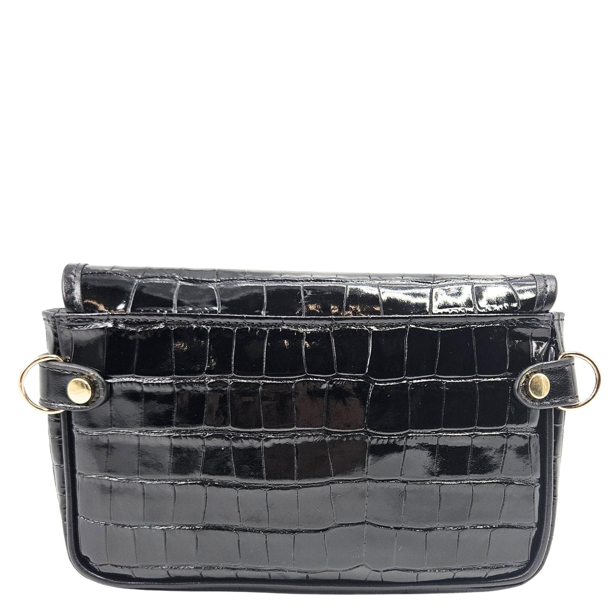 Madison Maison Moc Croc Small Crossbody, Alternate, color, Black