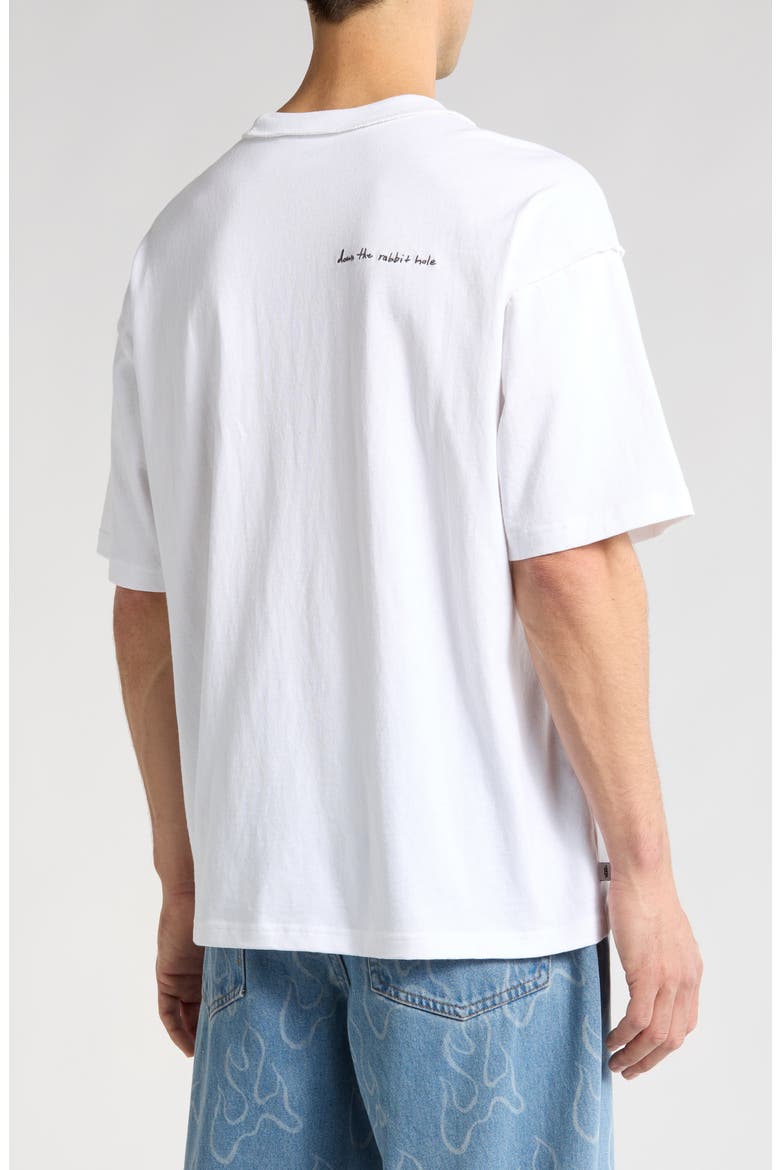 Down the Rabbit Hole Oversize Graphic T-Shirt, Alternate, color, WHITE