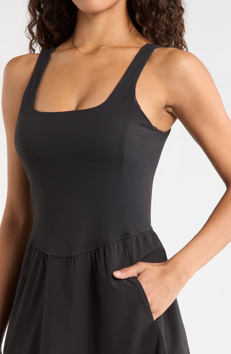Zella Effortless Short Dress, Alternate, color, Black