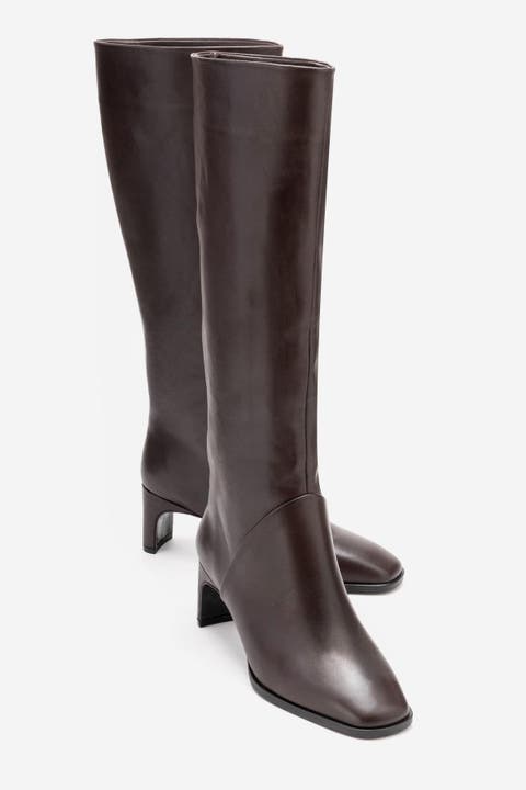 Taly Leather Block Heel Knee High Boot (Women)