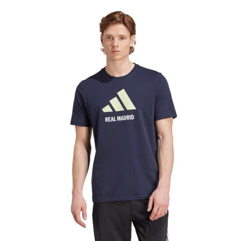 Men's adidas  Navy Real Madrid Three-Stripe Wordmark T-Shirt