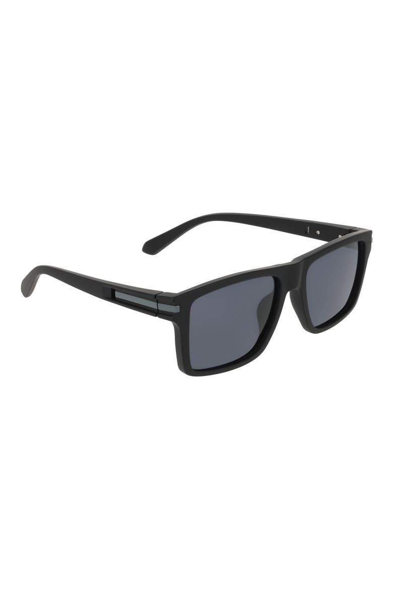 54mm Rectangular Sunglasses, Alternate, color, BLACK