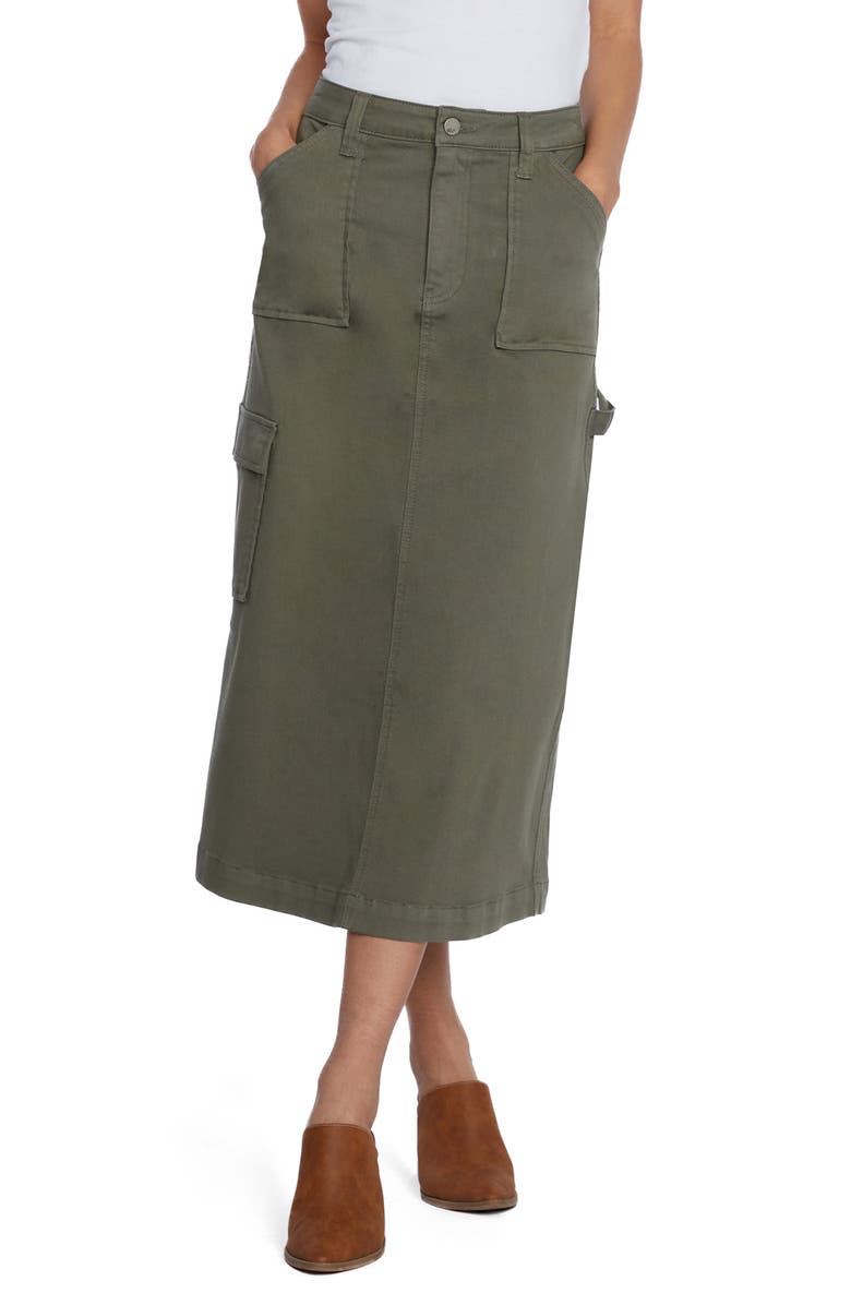 Wash Lab Denim Patch Cargo Midi Skirt, Main, color, 