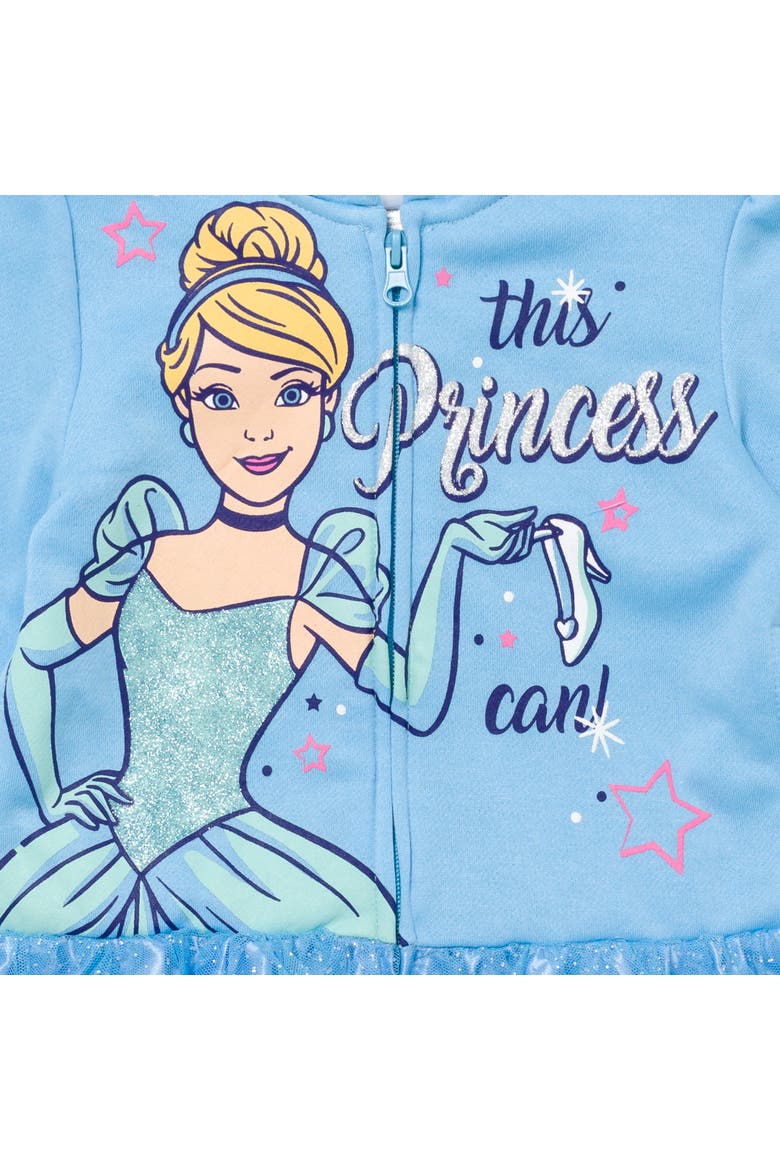 Princess Zip-Up Hooded Sweatshirt, Alternate, color, Cinderella Light Blue