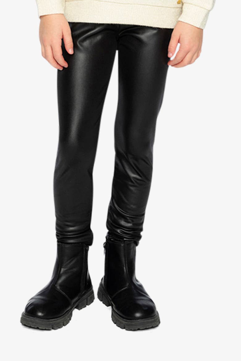 Faux Leather Elastic Waist Stretch Leggings, Alternate, color, Black