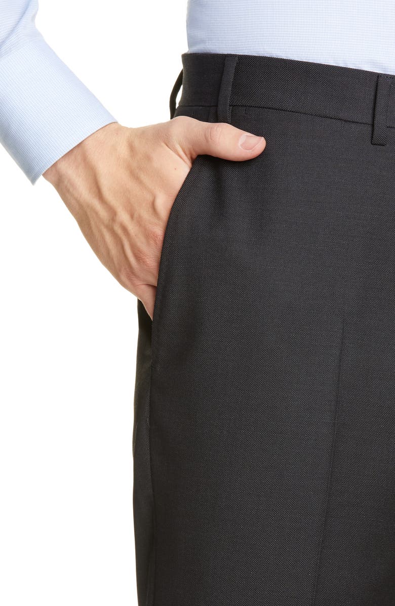 Canali Flat Front Dot Wool Dress Pants, Alternate, color, 