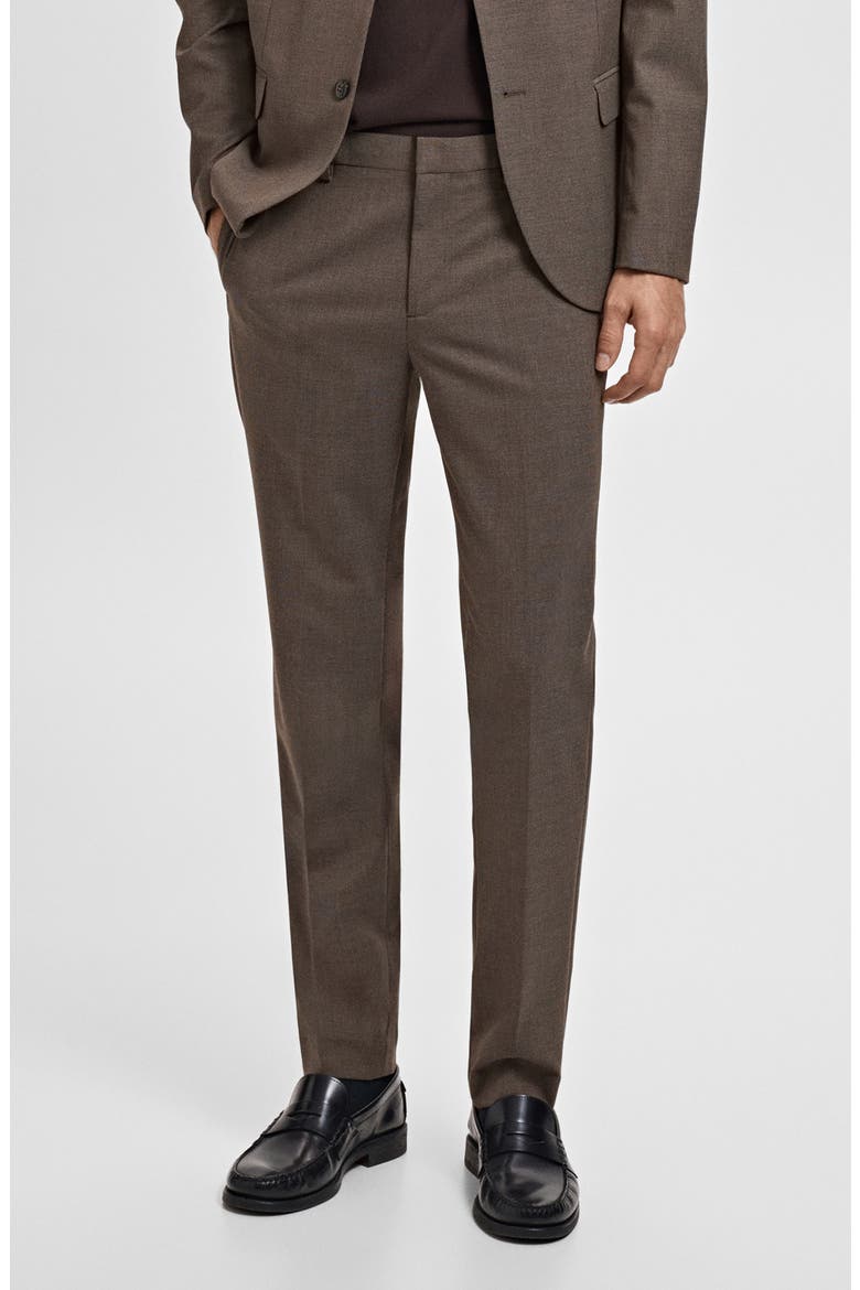 Slim Fit Flat Front Pants, Main, color, BROWN