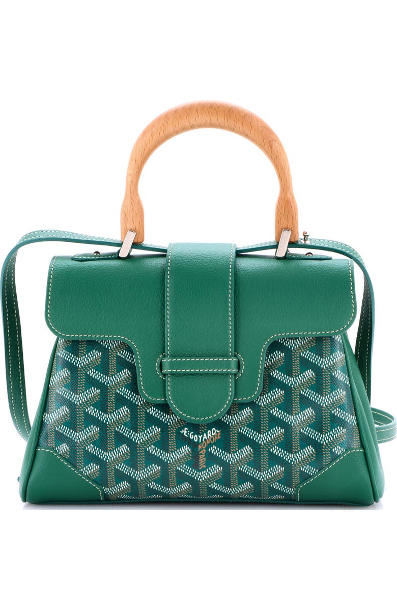Pre-Owned Goyard Saigon Top Handle Bag Coated Canvas with Leather Mini, Main, color, Green