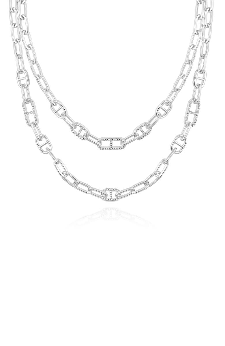 GUESS Layered Mariner Chain Necklace, Alternate, color, Silver Tone