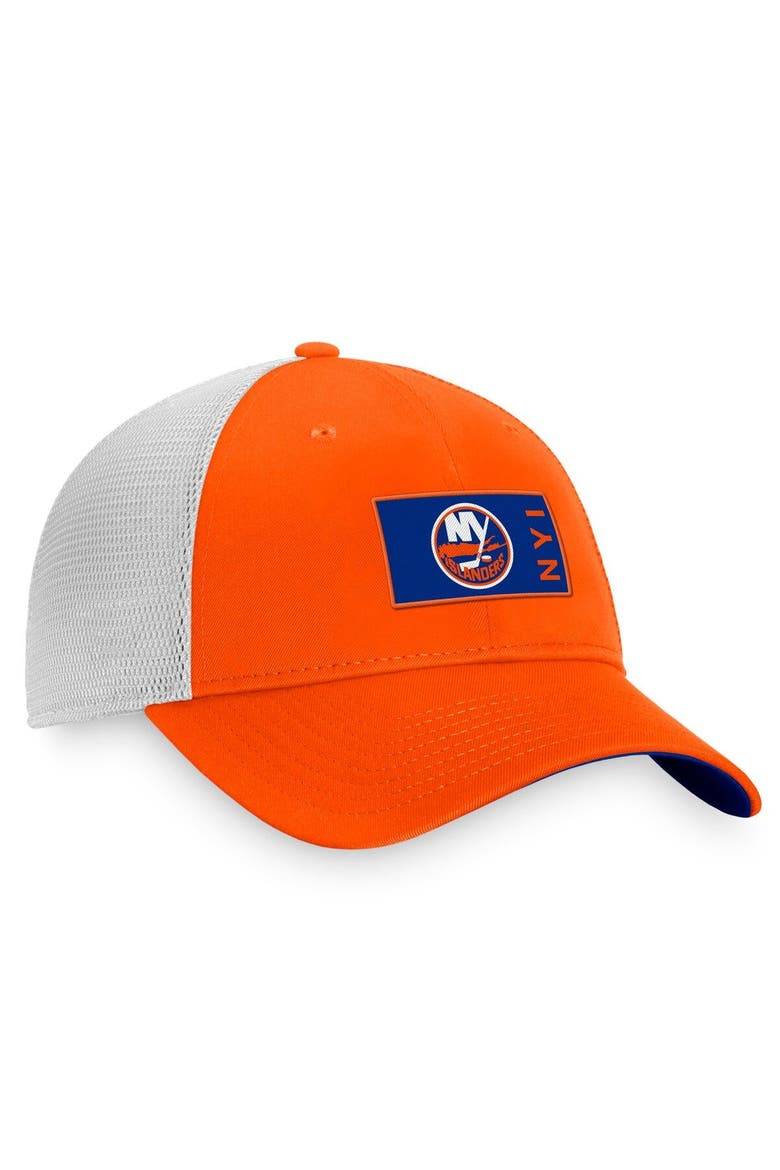 Men's Fanatics Branded Orange/White New York Islanders Authentic Pro Rink Trucker Snapback Hat, Alternate, color, Orange