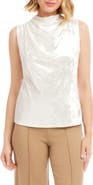 Karen Kane Crushed Velvet Top Funnel Neck Sleeveless Top