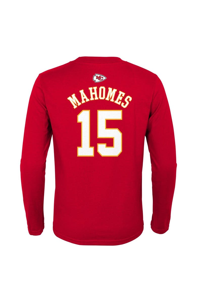 Outerstuff Youth Patrick Mahomes Red Kansas City Chiefs Mainliner Name & Number Long Sleeve T-Shirt, Alternate, color, 