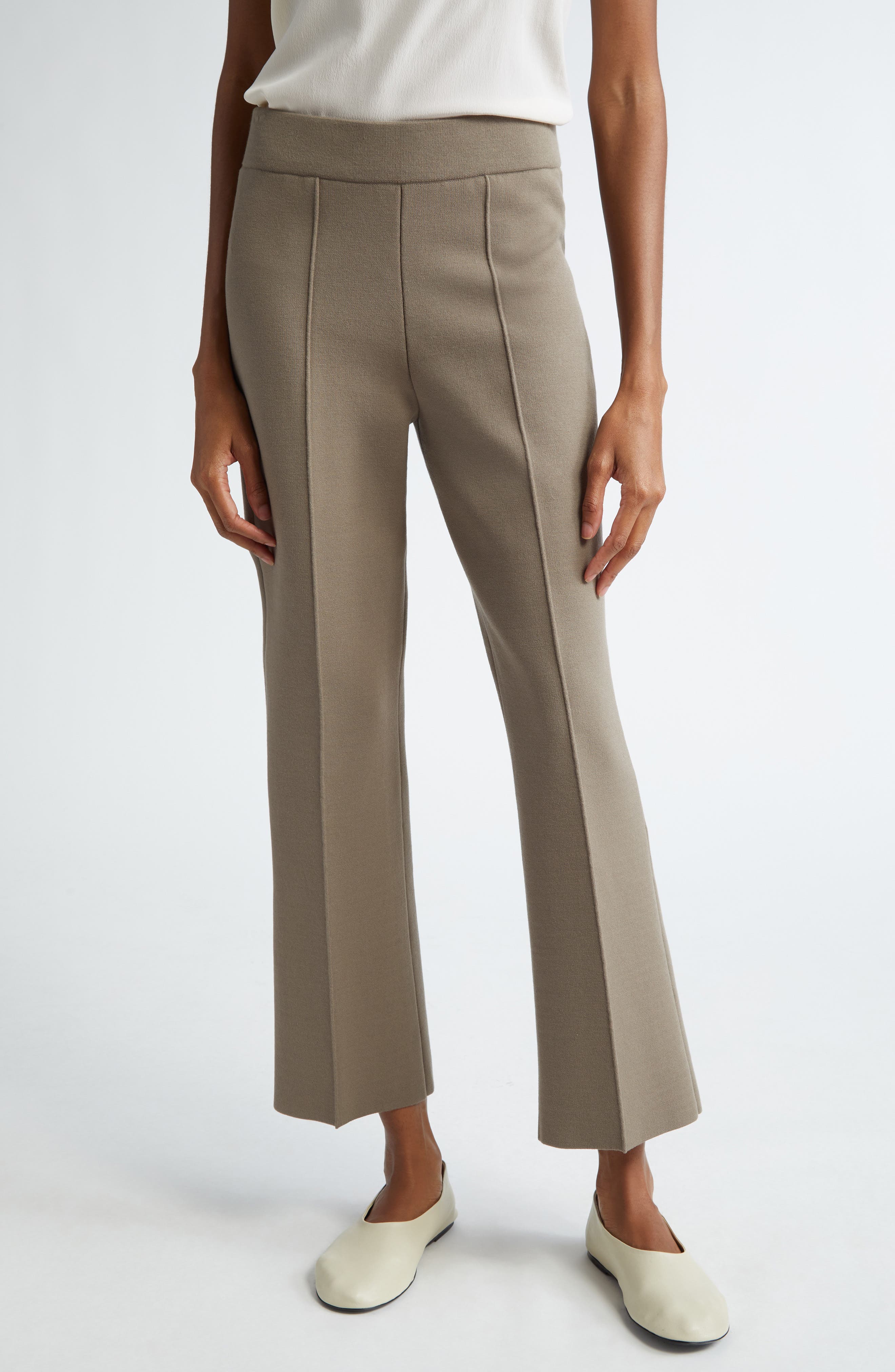 Foley Crepe Knit Flare Ankle Pants