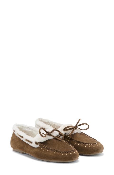 Studded Faux Shearling Loafer (Women)