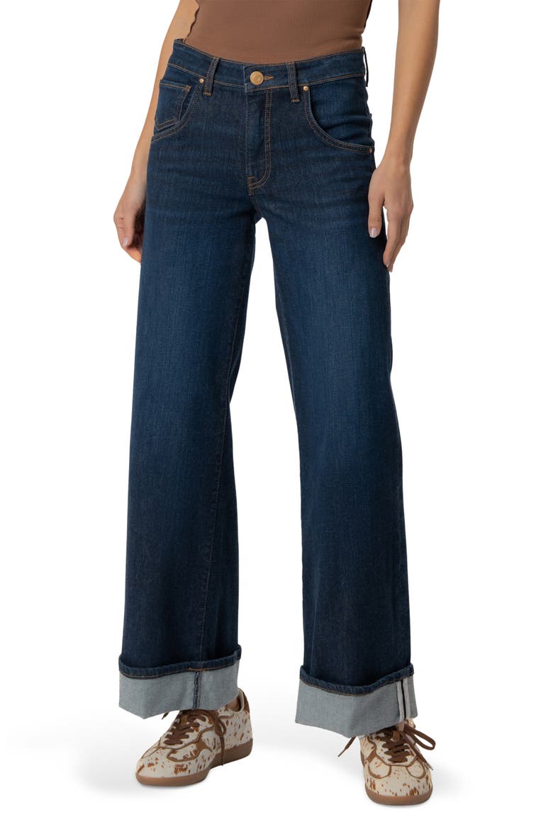 Meg High Waist Cuffed Wide Leg Jeans, Main, color, INSURE