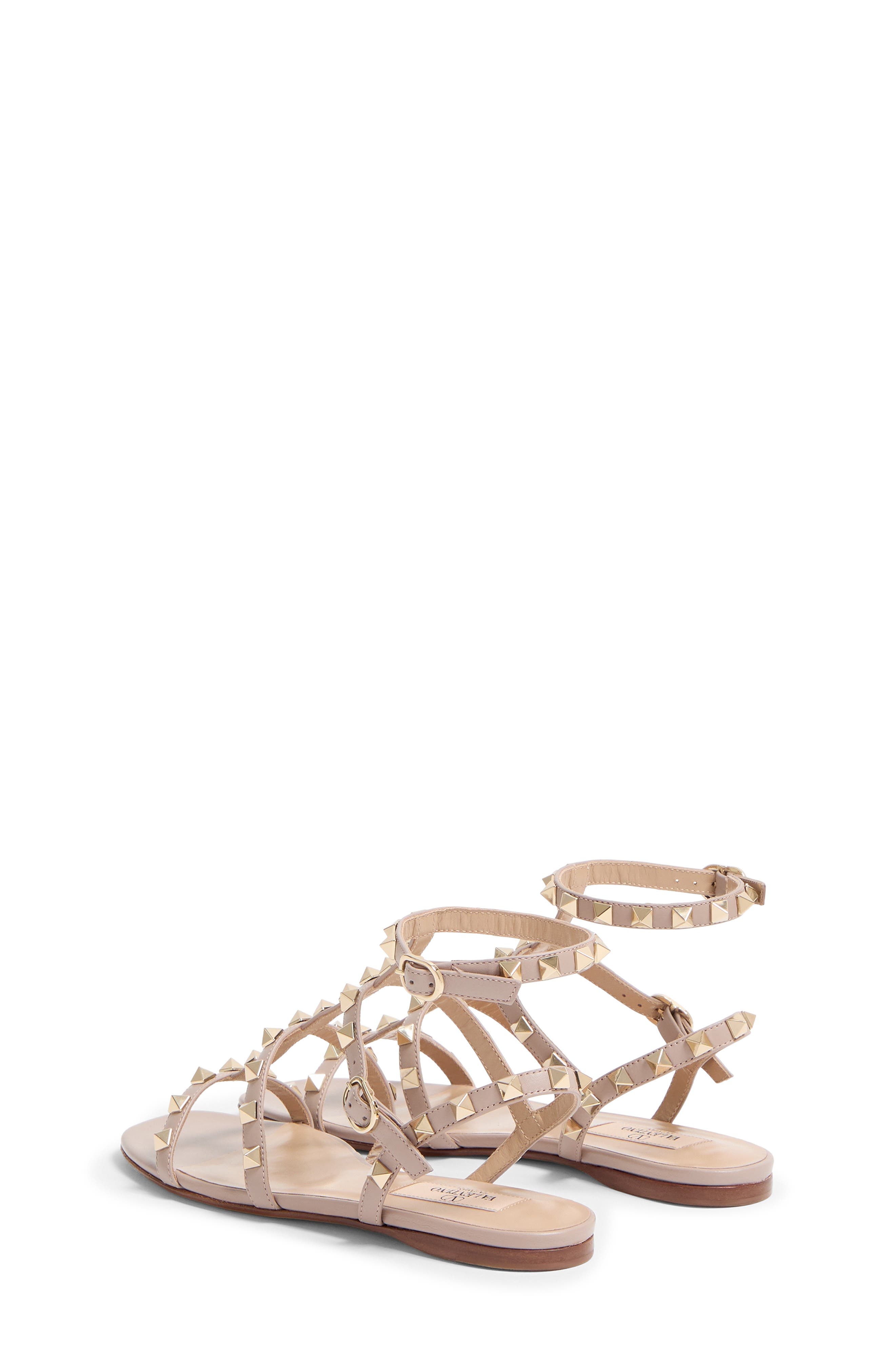 Rockstud Ankle Strap Sandal, Alternate, color, POUDRE