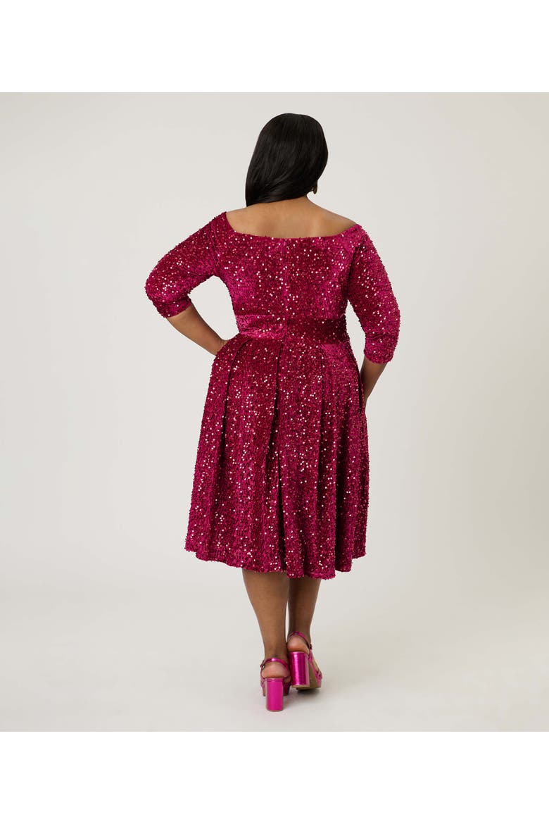 Plus Size 1950s Marceline Swing Dress, Alternate, color, Burgundy Sparkle