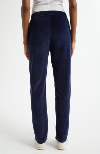 Sporty&Rich｜TRAINING PANTS (SR SPORT VELOUR TRACK PANTS Pantalon en Velours SR Sport - Marine – Sporty & Rich