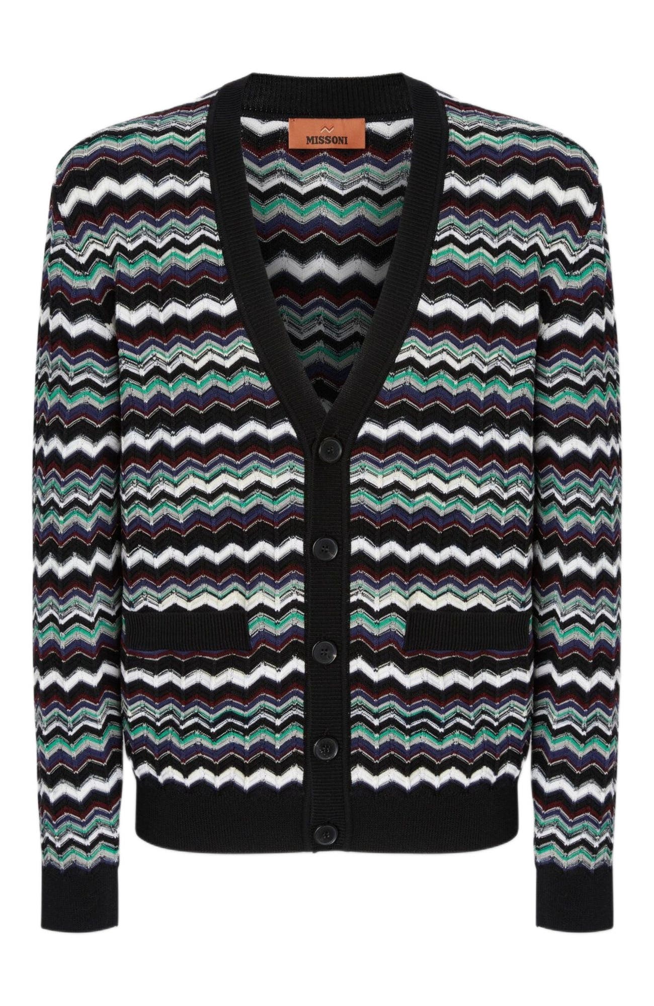 Cardigan In Wool-cotton Blend With Zigzag - image 2