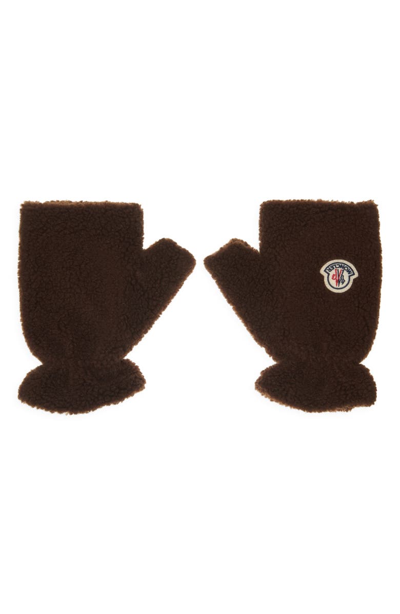 Moncler Fleece Fingerless Gloves, Main, color, Black Coffee