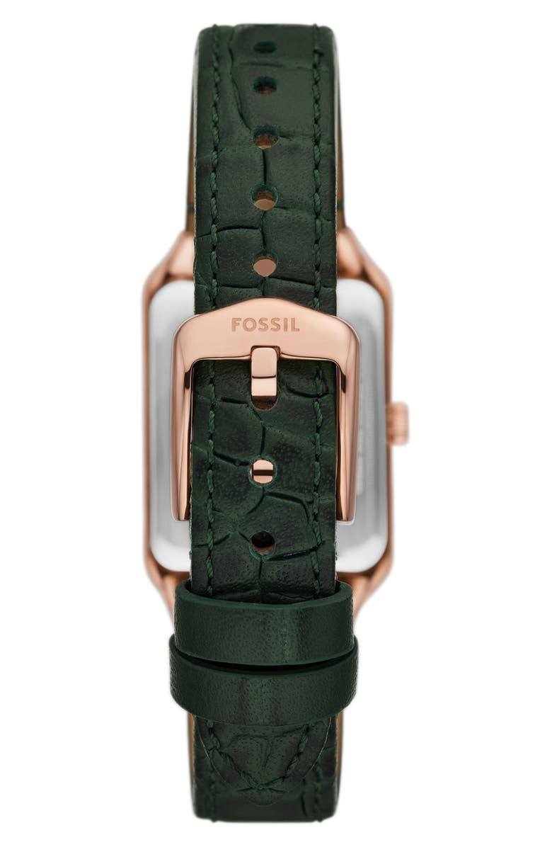 Fossil Raquel Croc Embossed Leather Strap Watch, 23mm, Alternate, color, 