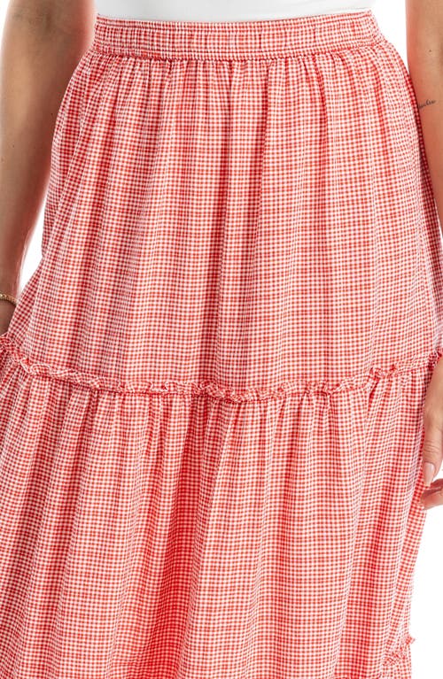 MAX STUDIO MAX STUDIO GINGHAM TIERED MAXI SKIRT