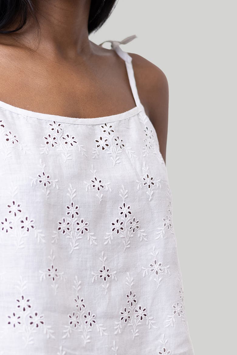Tie-up Embroidered Camisole Top, Alternate, color, White Embroidered