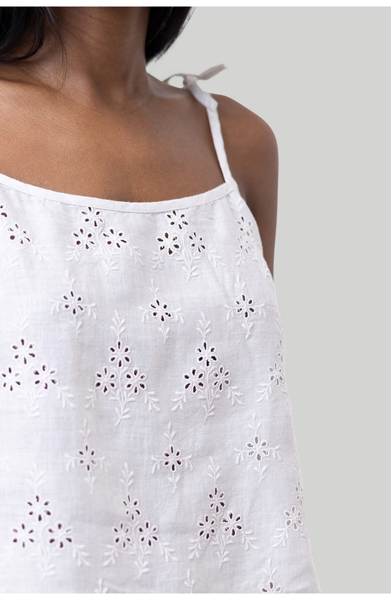 Reistor Tie-up Embroidered Camisole Top, Alternate, color, White Embroidered