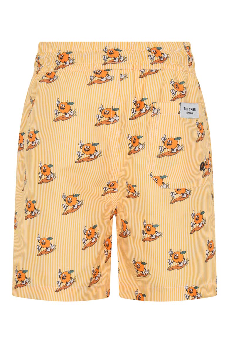 Kids' Orange Stripe UPF 50+ Swim Trunks, Alternate, color, ORANGE