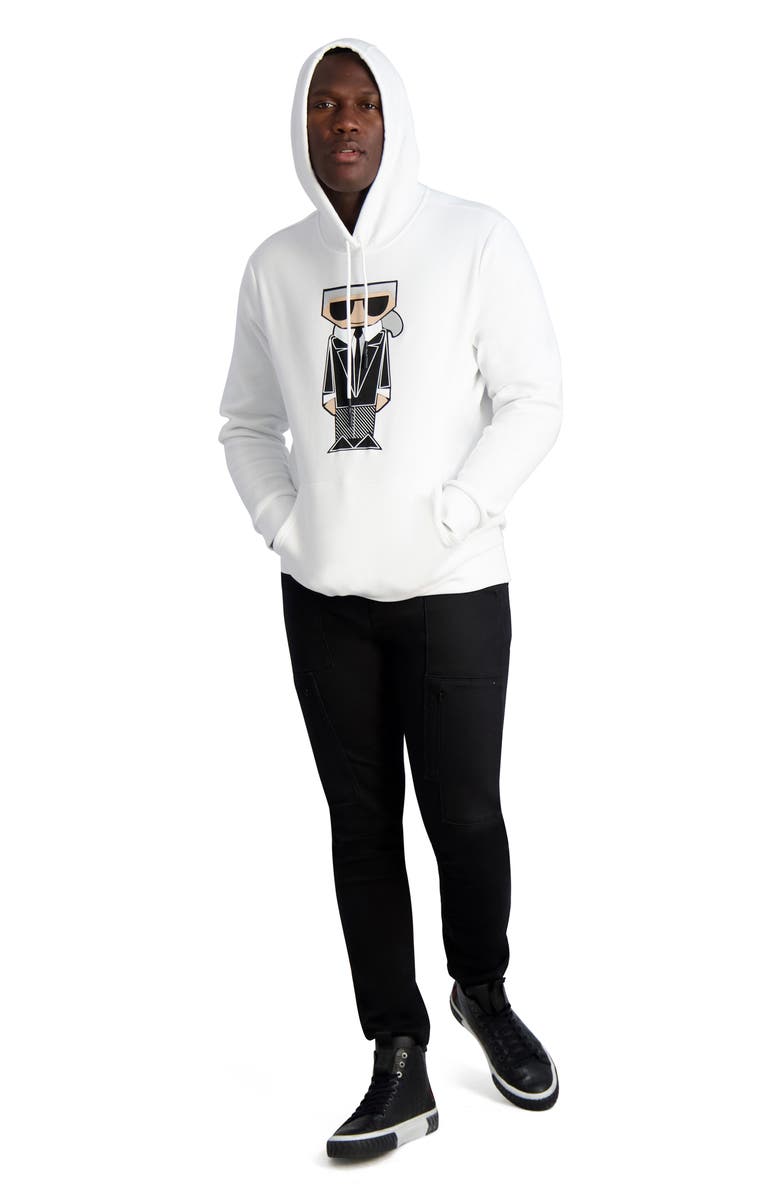 KARL LAGERFELD PARIS Kocktail Karl Graphic Hoodie, Alternate, color, White