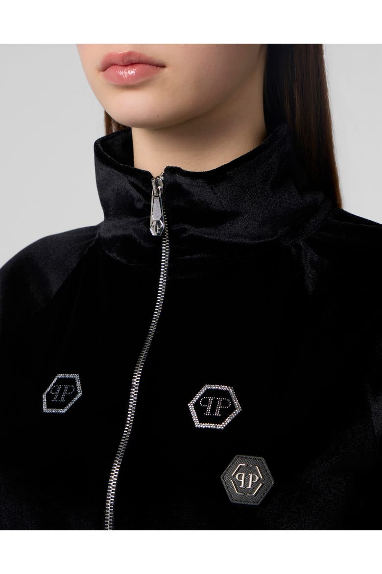Chenille Tracksuit Jacket Mini Monogram Crystal Monogram Women, Alternate, color, black
