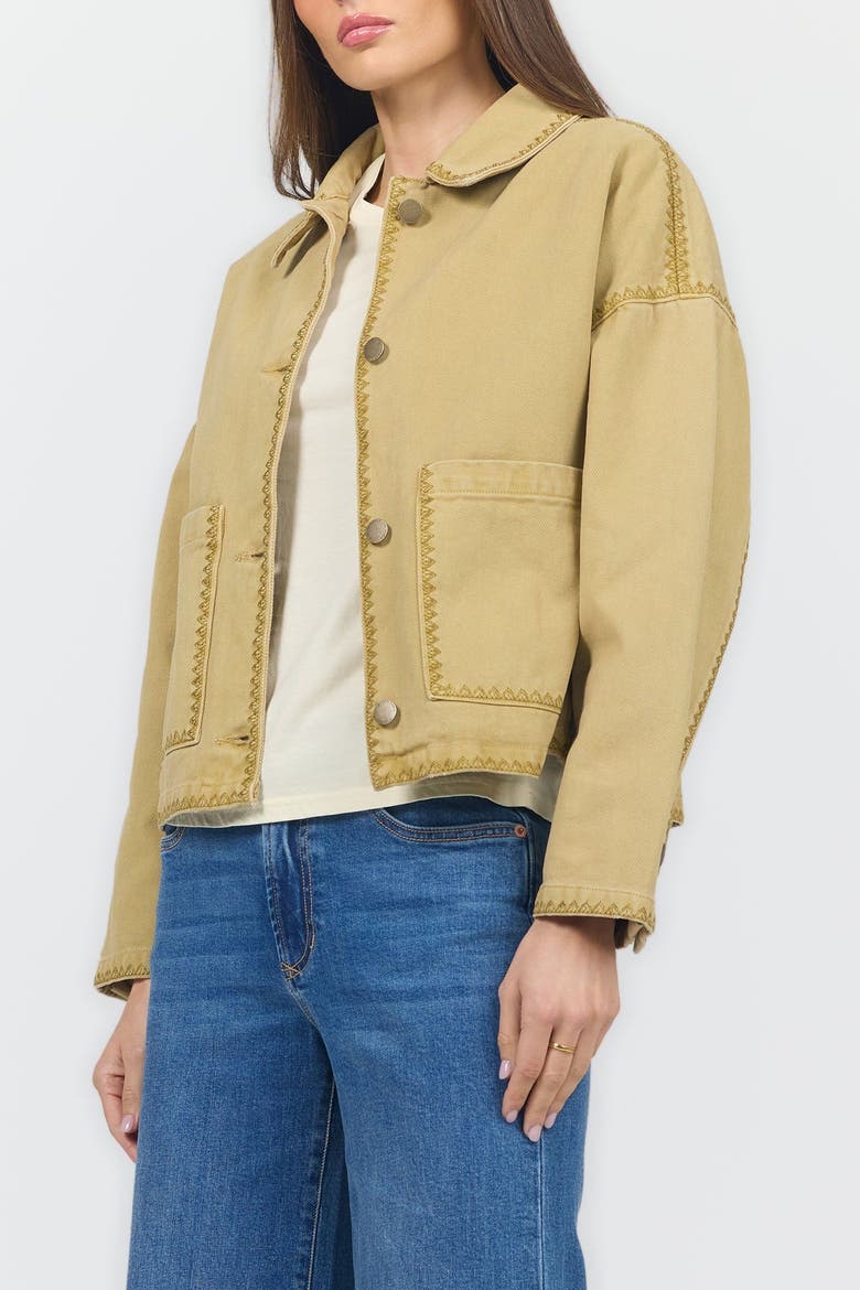 Sable Chore Embroidery Trim Jacket, Alternate, color, Khaki