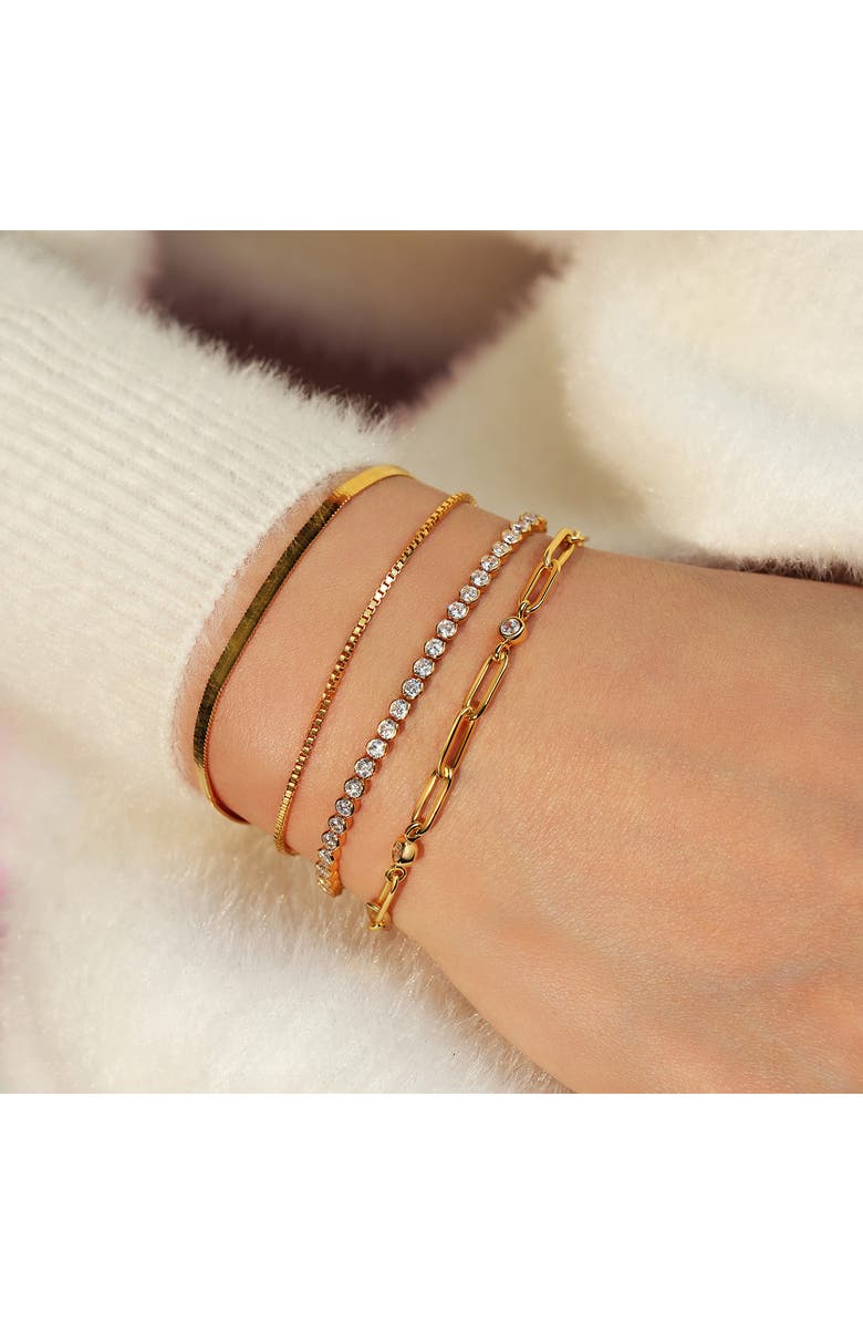 ANIA HAIE Bezel Cubic Zirconia Station Chain Bracelet, Alternate, color, Shiny Gold