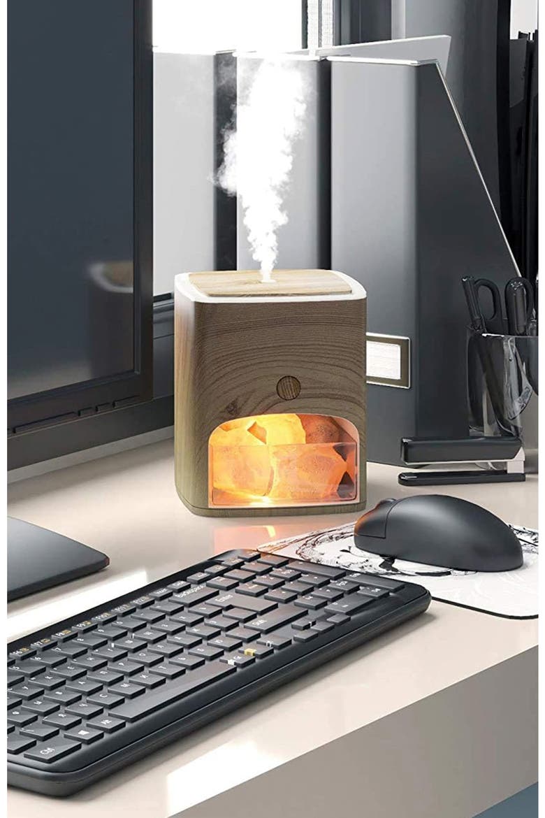 Himalayan Pink Salt Diffuser with 10 Essential Oils, Alternate, color, LIGHT WOOD