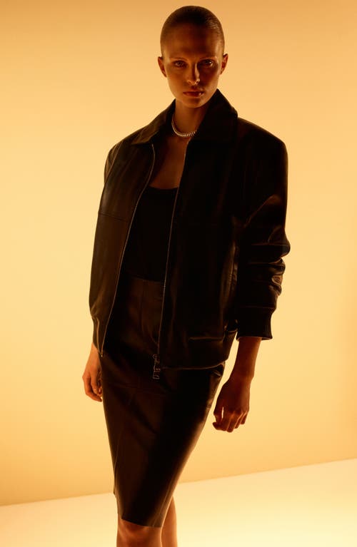 Mango X Kaia Gerber Leather Pencil Skirt In Black