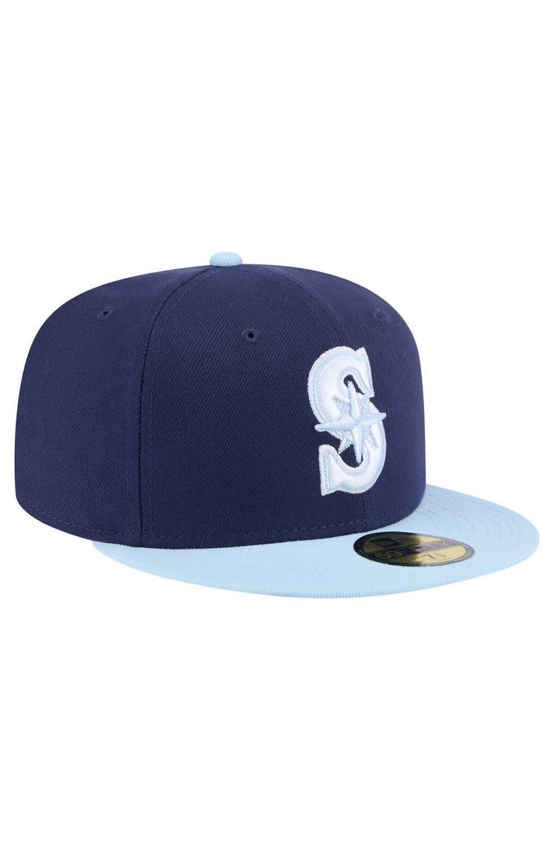 New Era Men's New Era Navy/Light Blue Seattle Mariners Color Pack 2-Tone 59FIFTY Fitted Hat, Alternate, color,