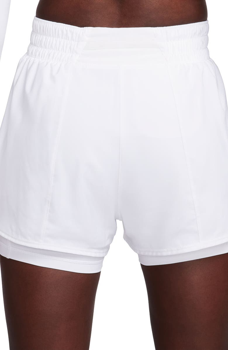 Nike One Dri-FIT High-Waisted 3-Inch 2-in-1 Shorts, Alternate, color, White/ Reflective Silver