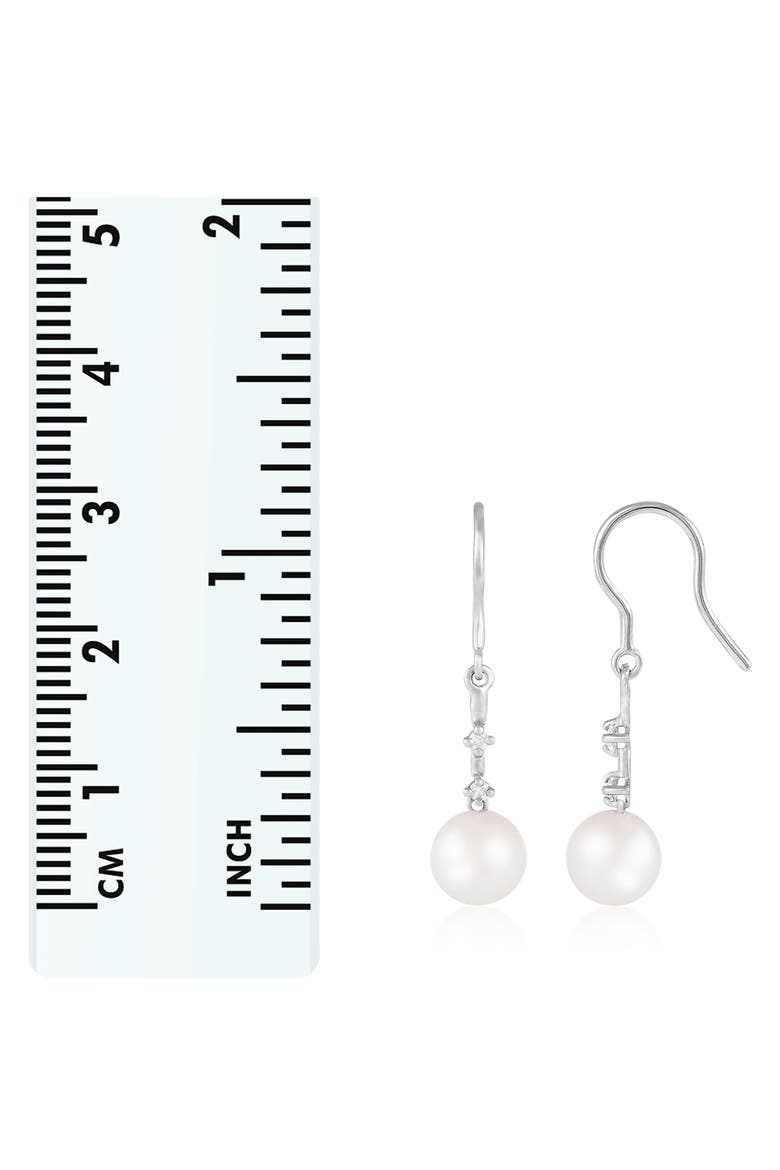 14K Gold Diamond & Pearl Drop Earrings - 0.08ct, Alternate, color, WHITE